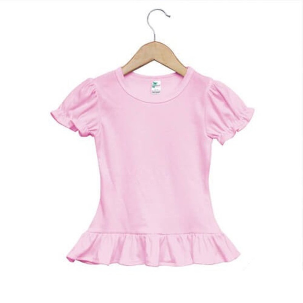 65/35% PolyCotton Ruffle Sleeve Hem Toddler Tee
